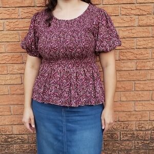 Chic Floral Smocked Blouse